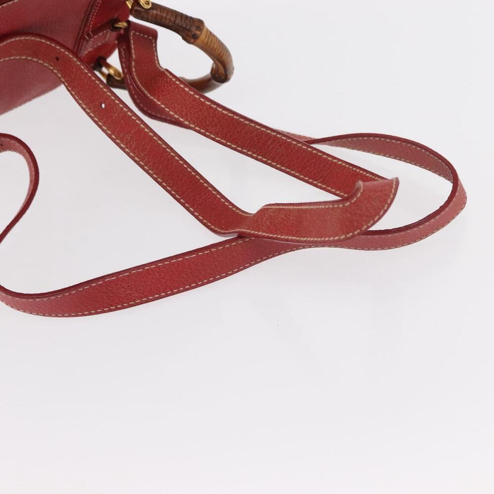 GUCCI Bamboo Backpack Leather Red Gold 003 1956 0030 Auth 153860 - Picture 9 of 16
